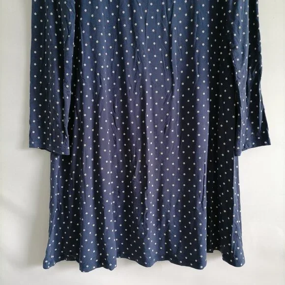 Old Navy Womens Navy Blue Long Sleeve Polka Dot Comfy Swing Dress Size Large - Picture 3 of 7